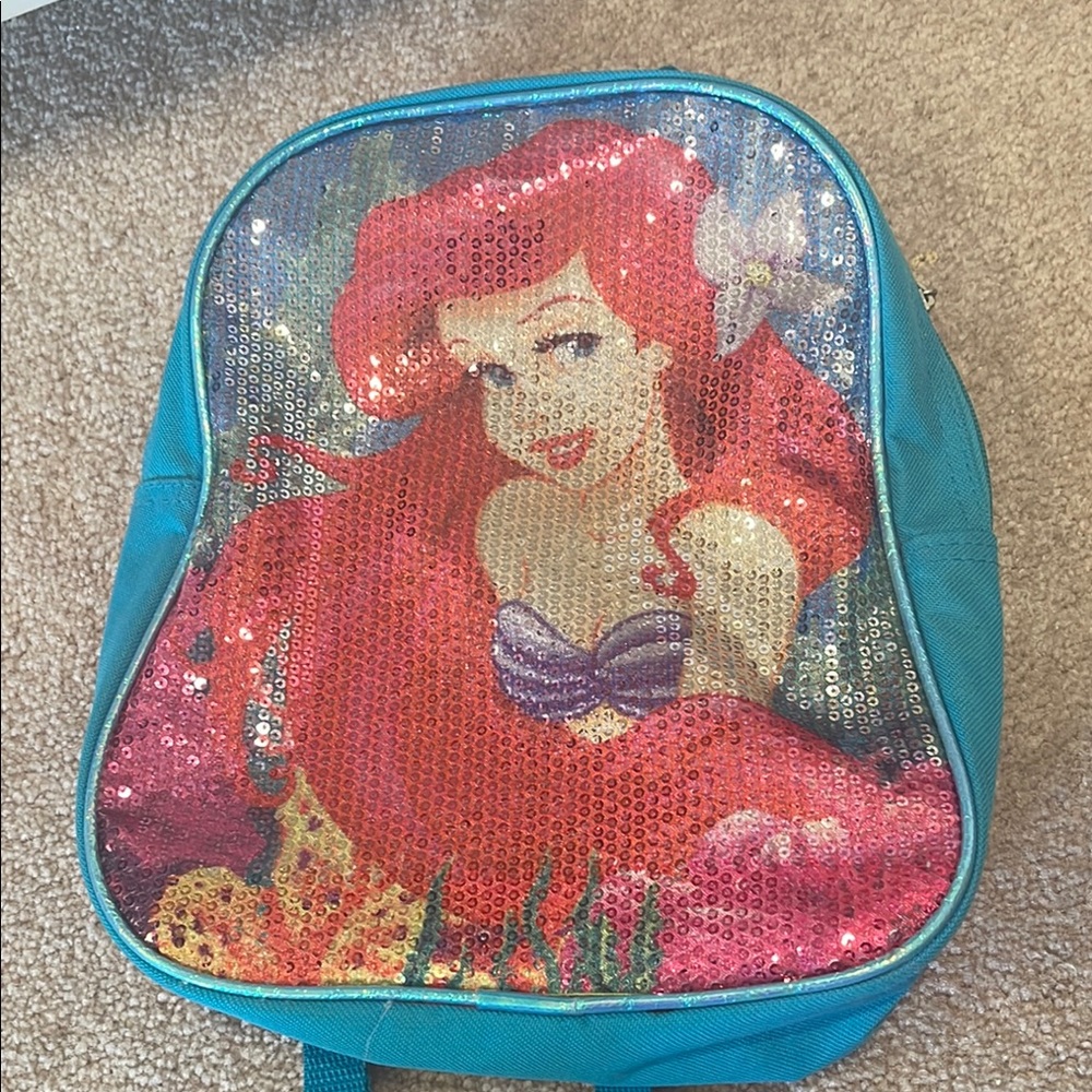 Disney Ariel Sequin Backpack with Headband - Teal and Red - Picture 3 of 4